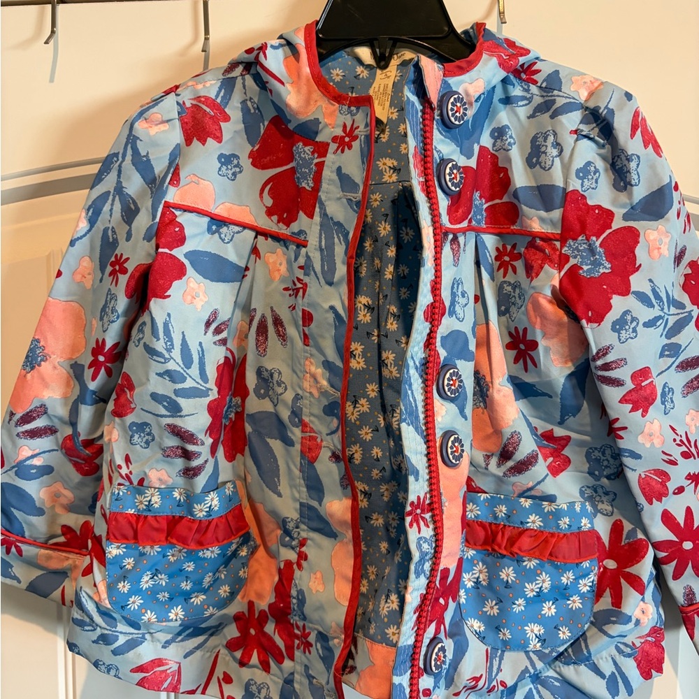 Matilda Jane Floral Raincoat - Blue and Red